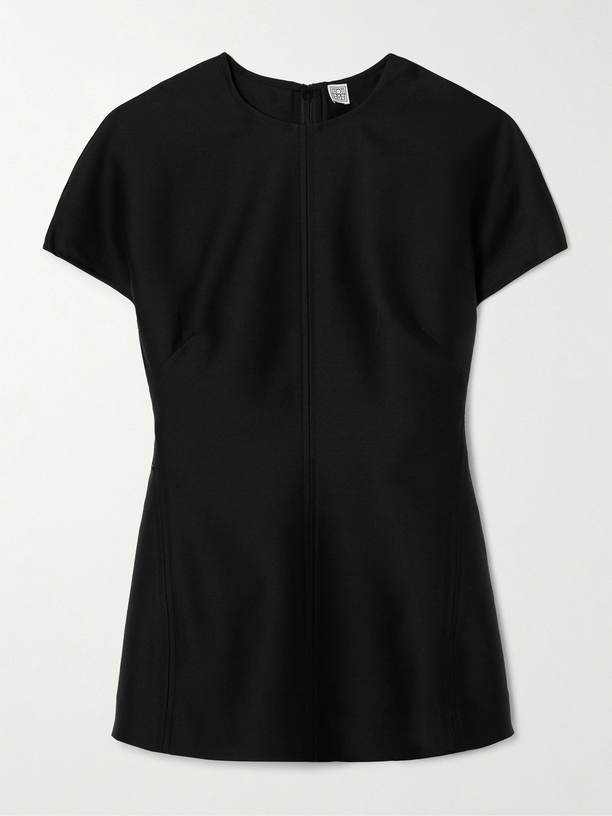 Totême Paneled Wool And Silk-blend Top In Black