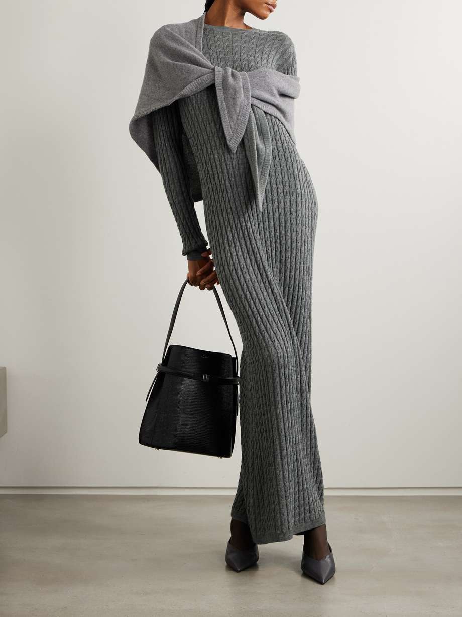 cable-knit wool maxi dress