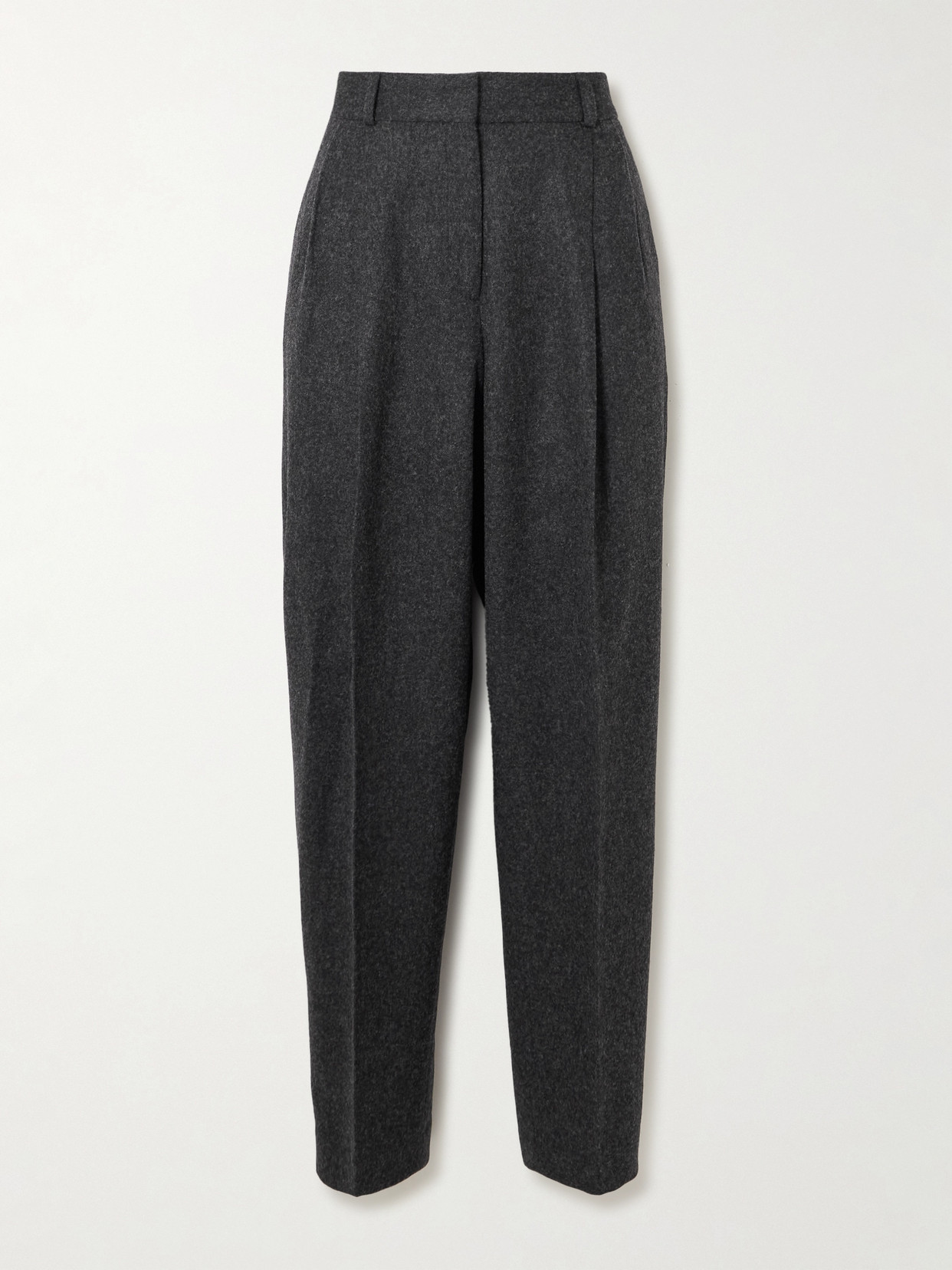 Totême Pleated Wool-blend Straight-leg Pants In Gray