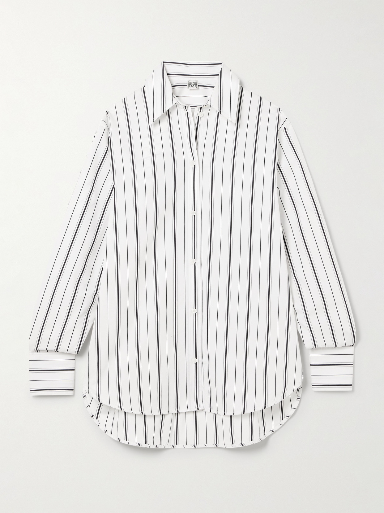 Totême Toteme Oversize Stripe Organic Cotton Poplin Button-up Shirt In White