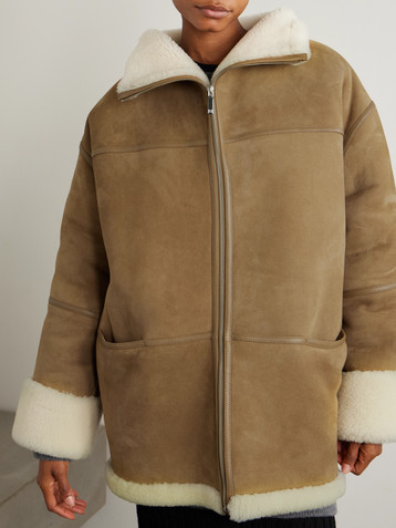 TOTEME Leather-trimmed shearling jacket