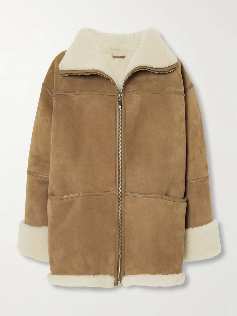 TOTEME Leather-trimmed Shearling Jacket