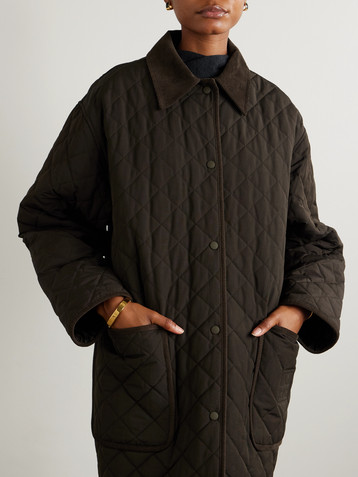 TOTEME Oversized corduroy-trimmed quilted organic cotton-blend jacket