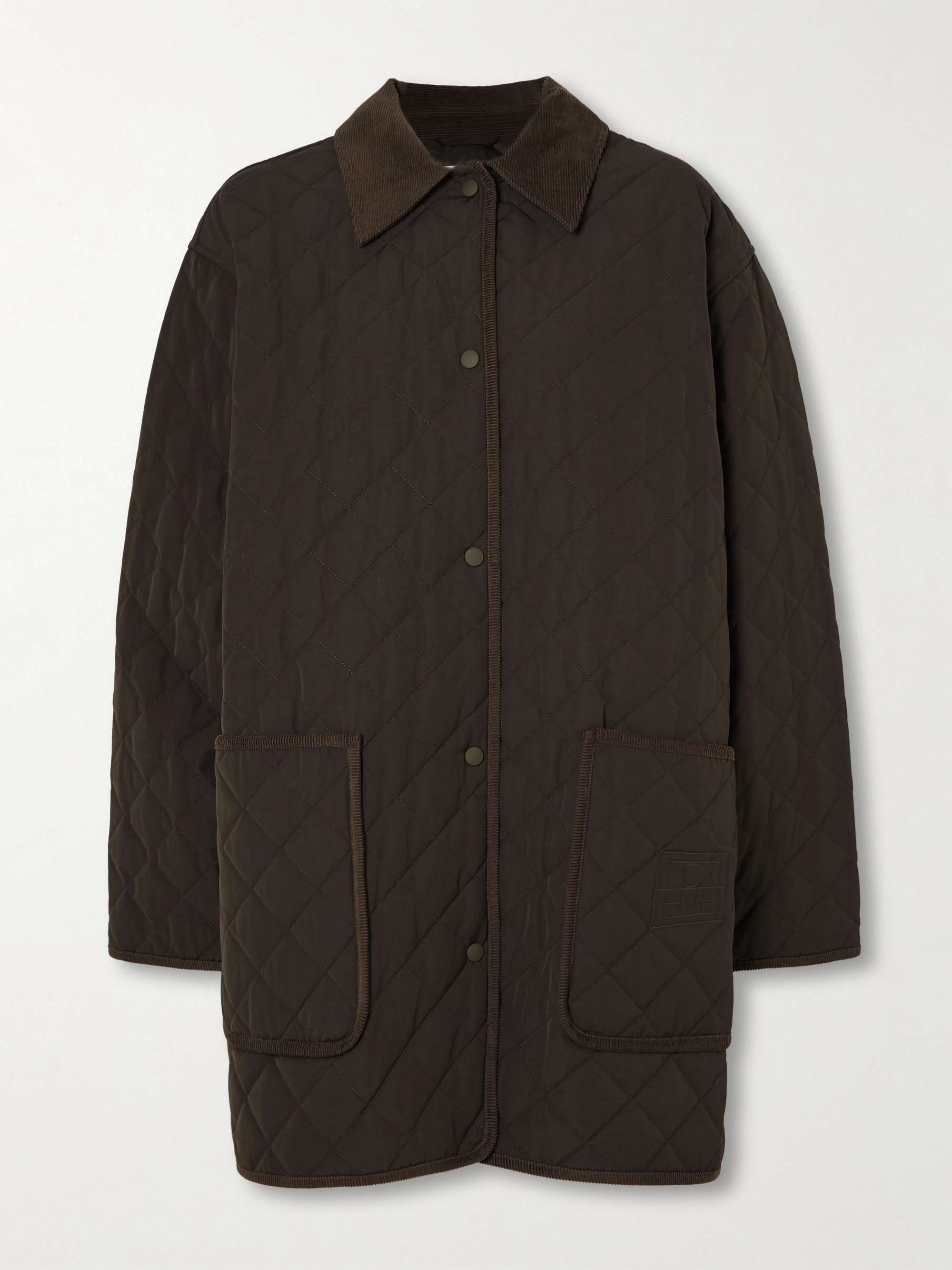 最前線の Oversized TOTEME corduroy-trimmed cotton organic quilted Gジャン+デニムジャケット