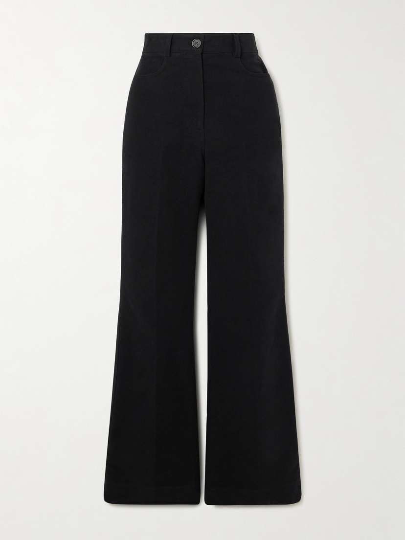 TOTEME Flared Organic Cotton-moleskine Pants