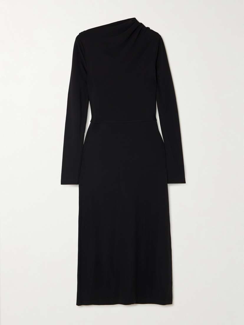 TOTEME Gathered Stretch-jersey Midi Dress