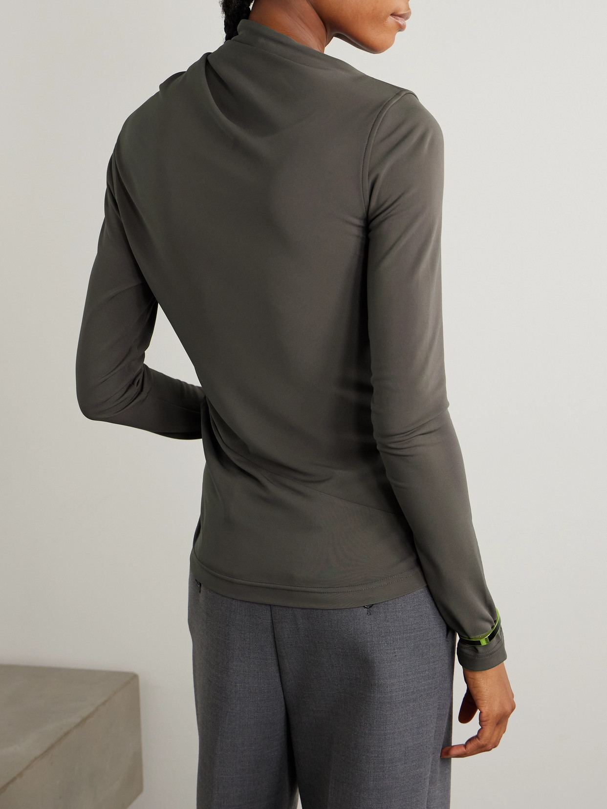 Totême Draped Stretch-jersey Top In Gray