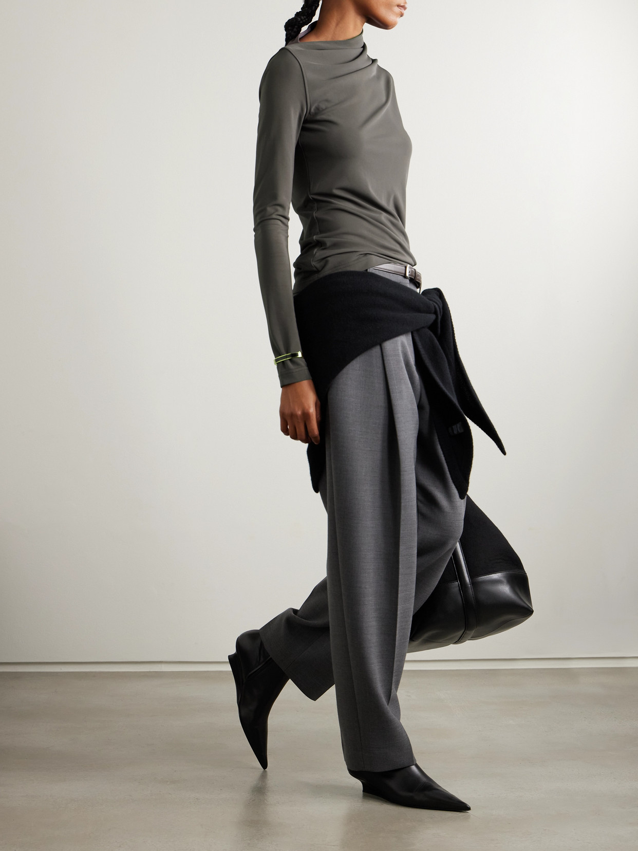 Totême Draped Stretch-jersey Top In Gray