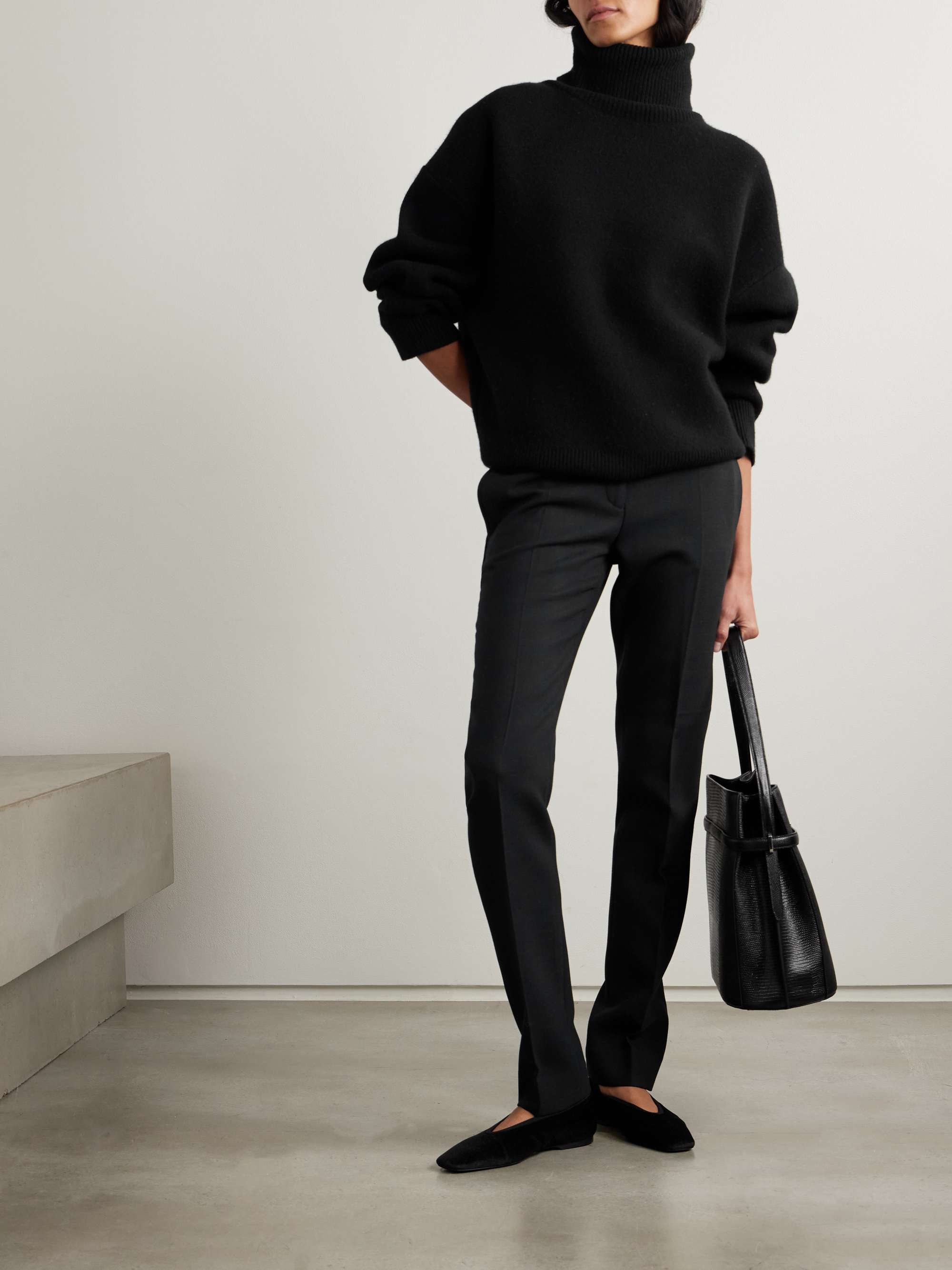 Black Oversized wool-blend turtleneck sweater | TOTEME | NET