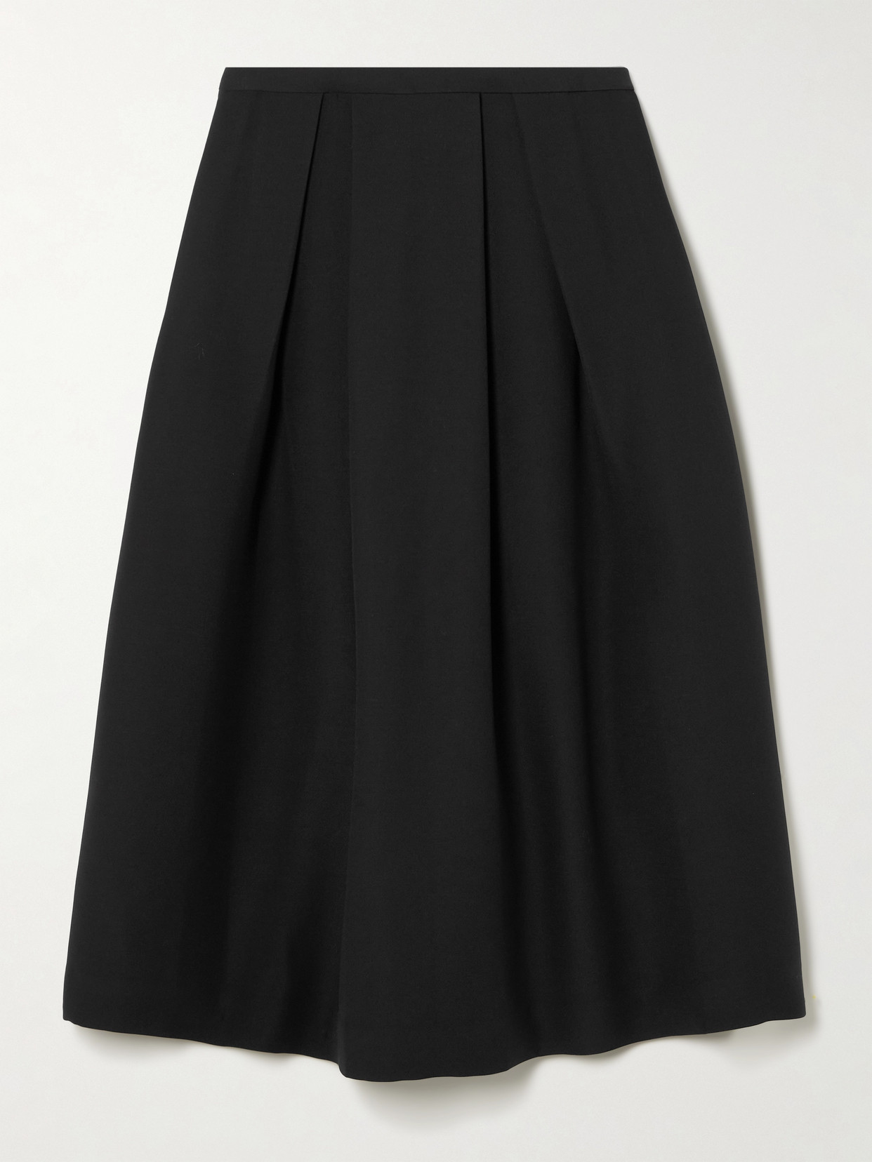 Totême Pleated Wool And Silk-blend Midi Skirt In Black