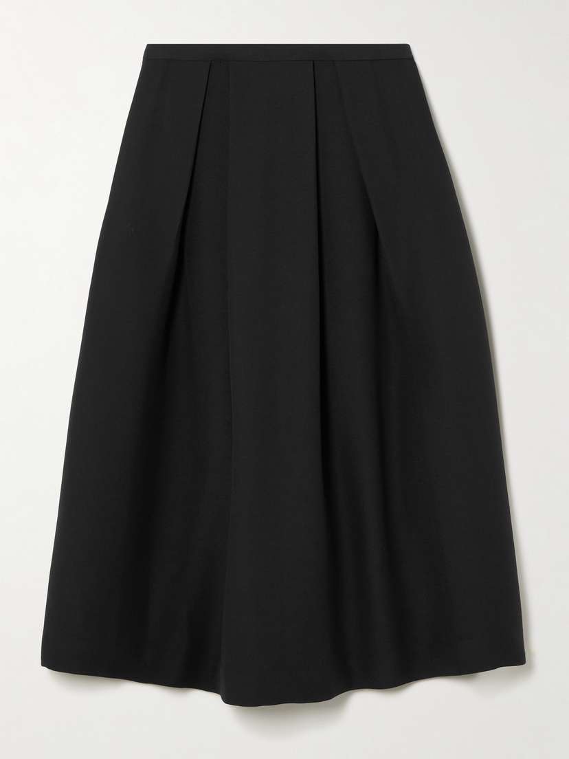 TOTEME Pleated Wool And Silk-blend Midi Skirt