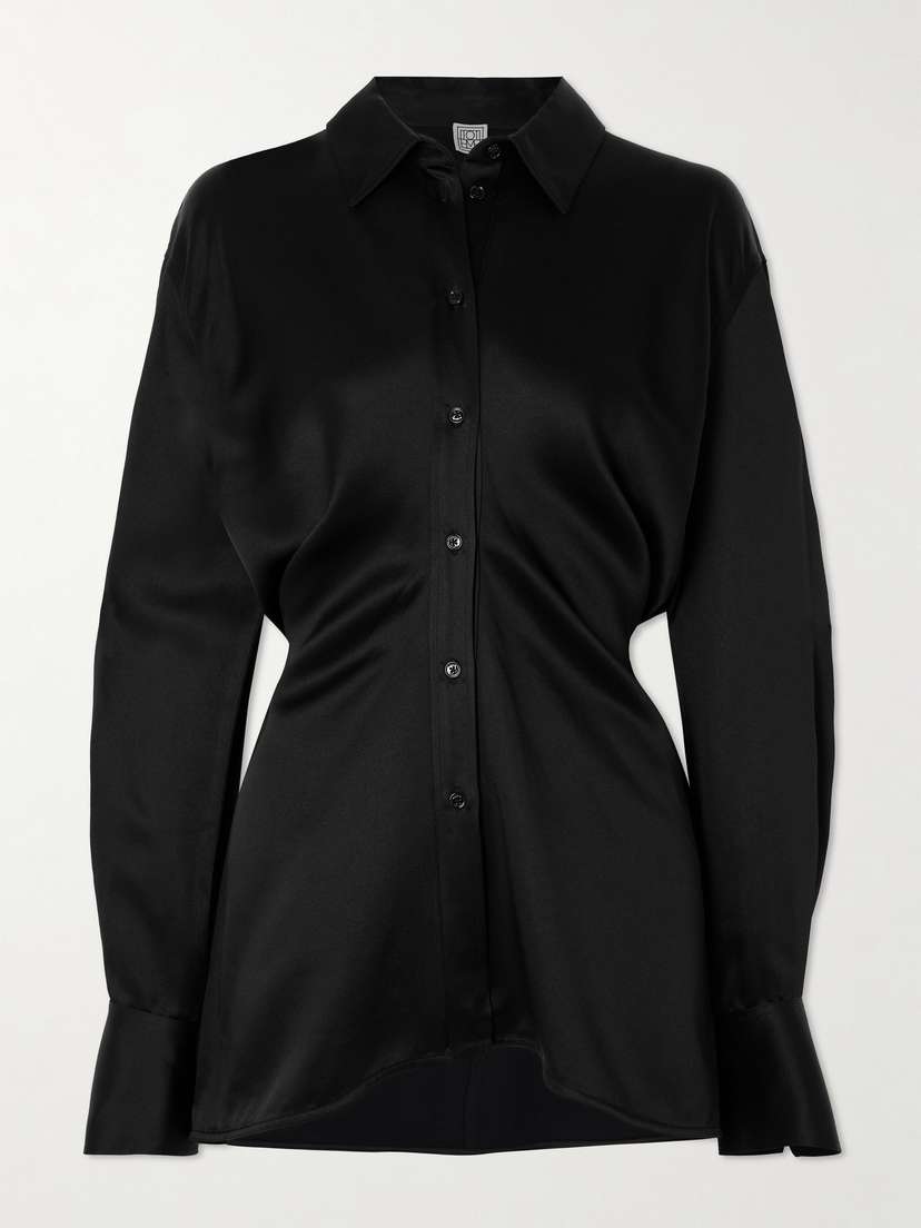 TOTEME Gathered Satin-crepe Shirt