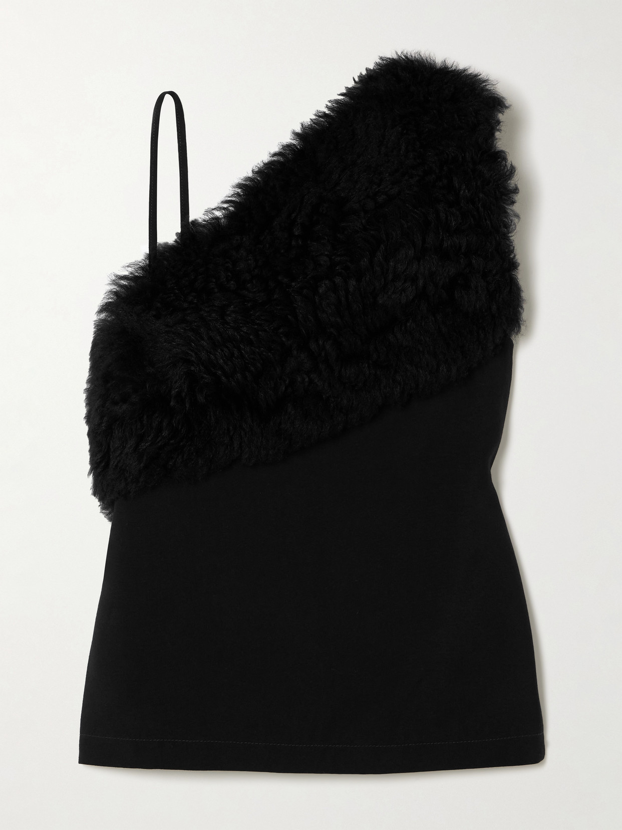 TOTEME - Jersey And Shearling Top - Black