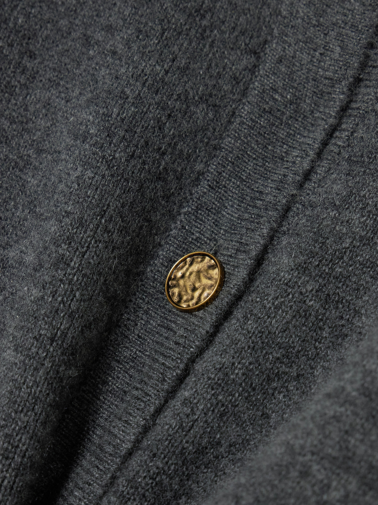 Totême Grey Crewneck Cardigan With Snap Bittons In Wool An Cashmere Blend Woman In Gray