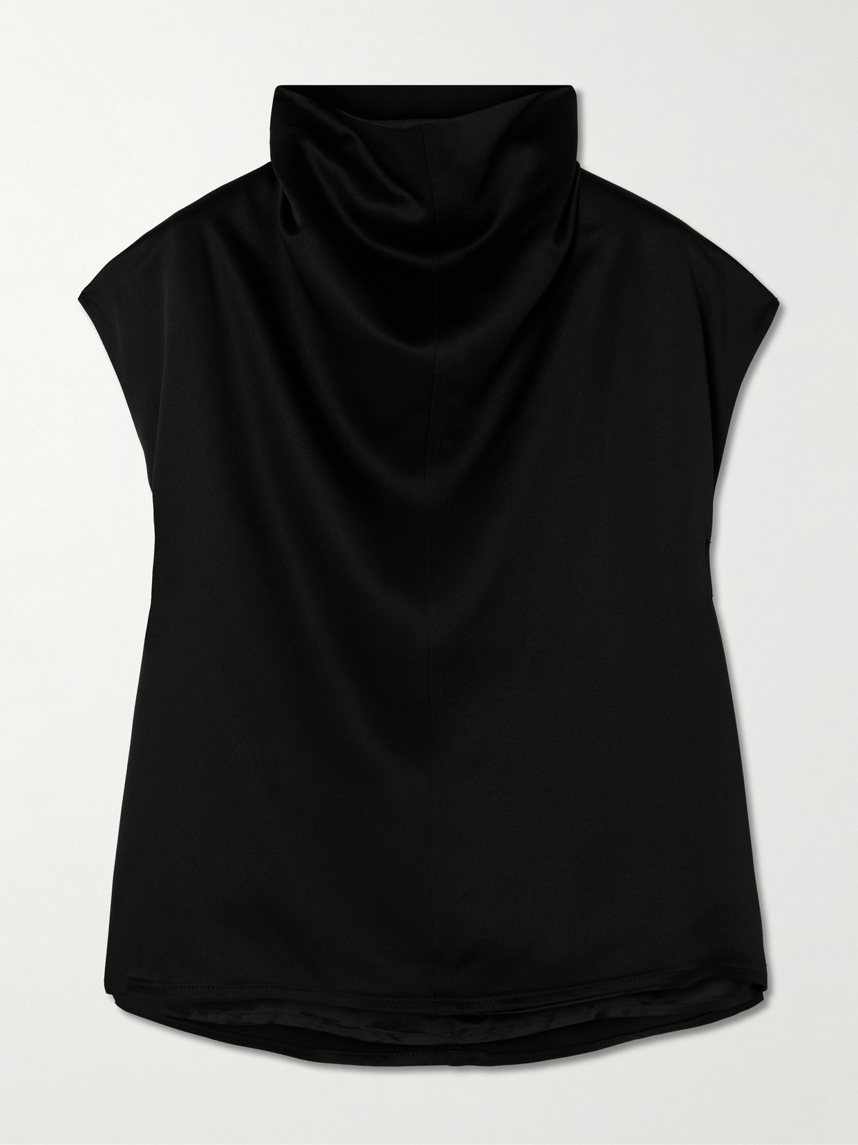 Totême Draped Satin-crepe Blouse In Black