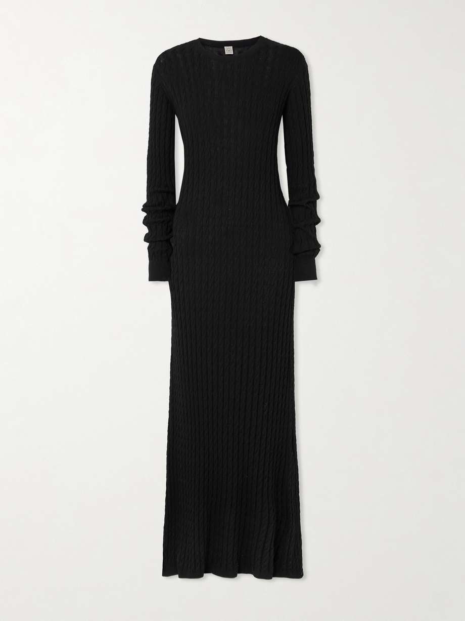 cable-knit wool maxi dress