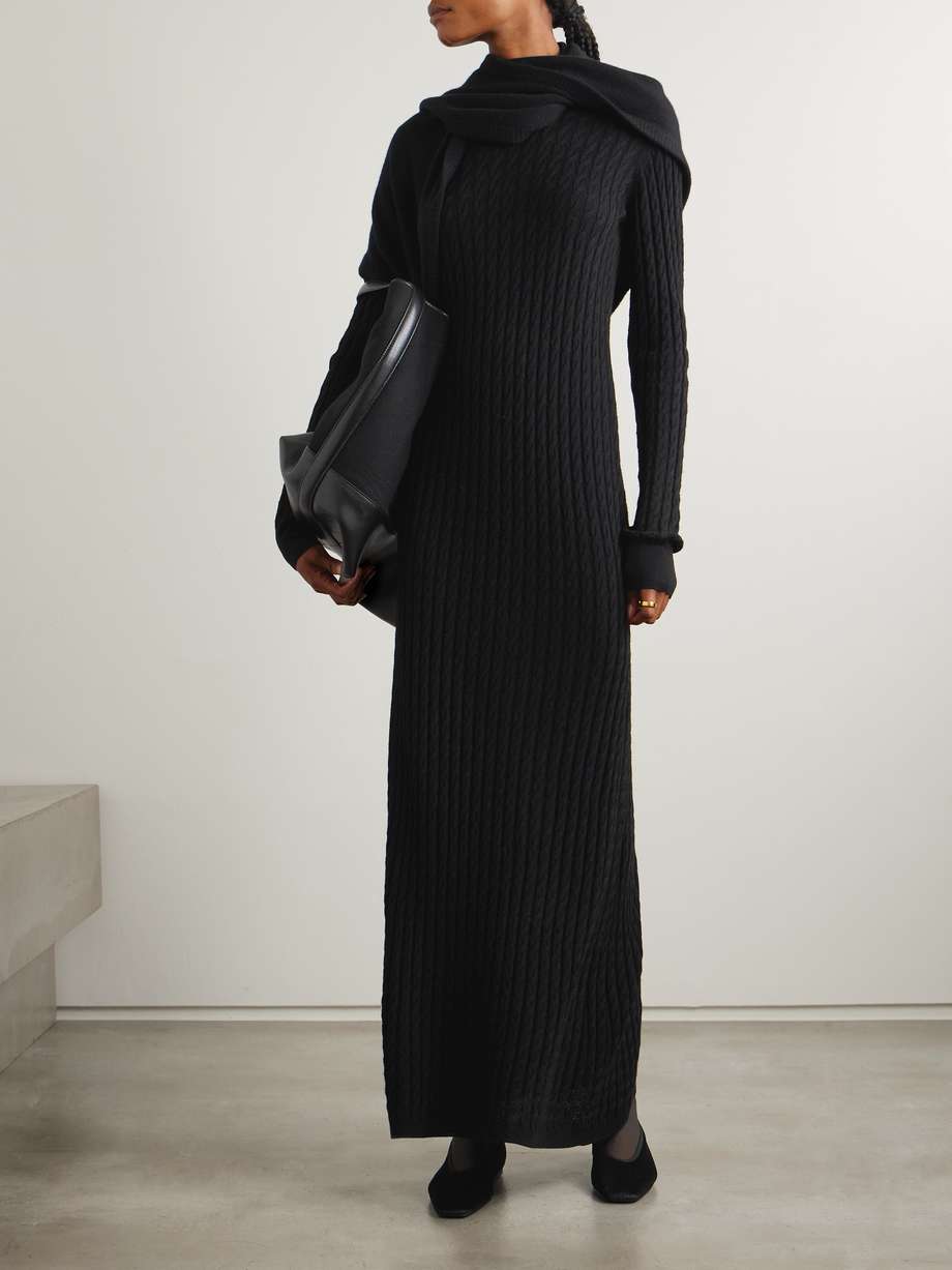 cable-knit wool maxi dress