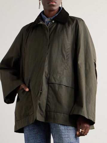 TOTEME Oversized corduroy-trimmed waxed organic cotton jacket