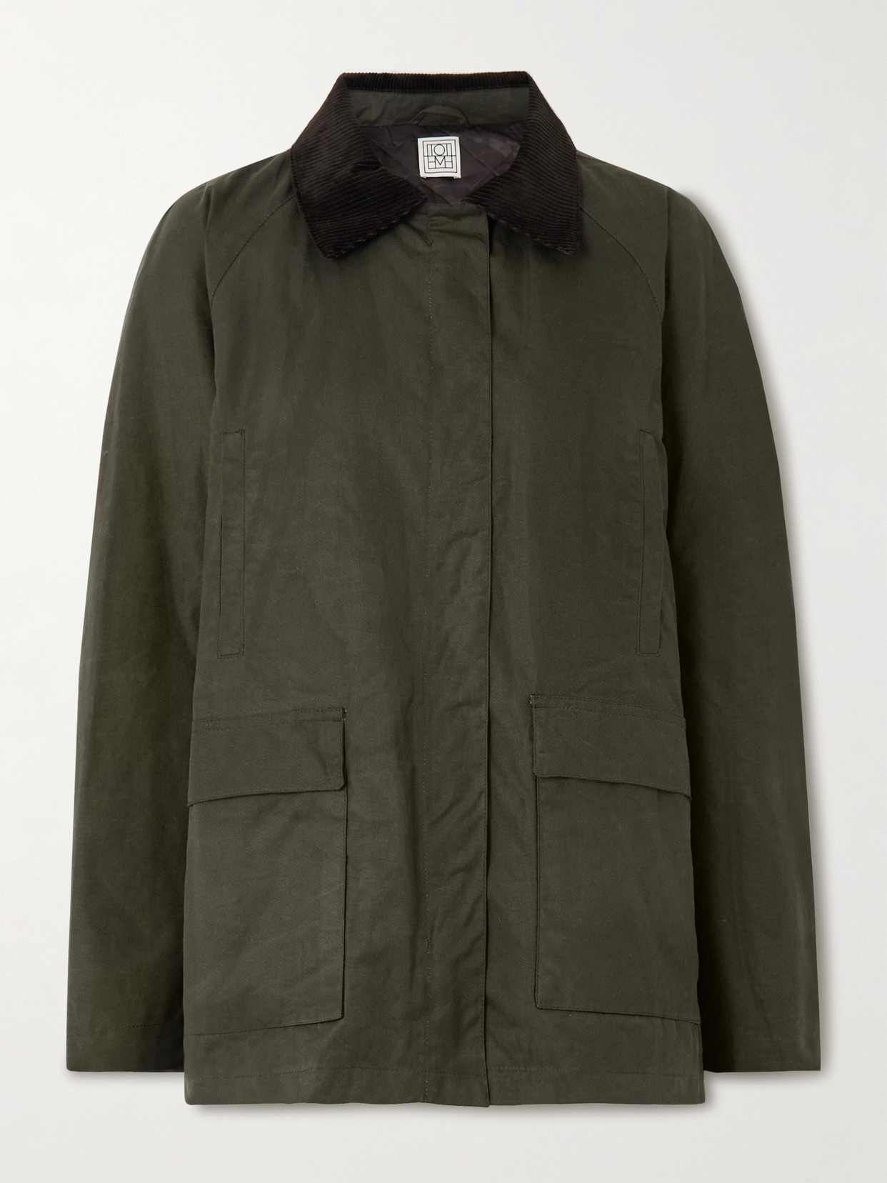 TOTÊME OVERSIZED CORDUROY-TRIMMED WAXED ORGANIC COTTON JACKET