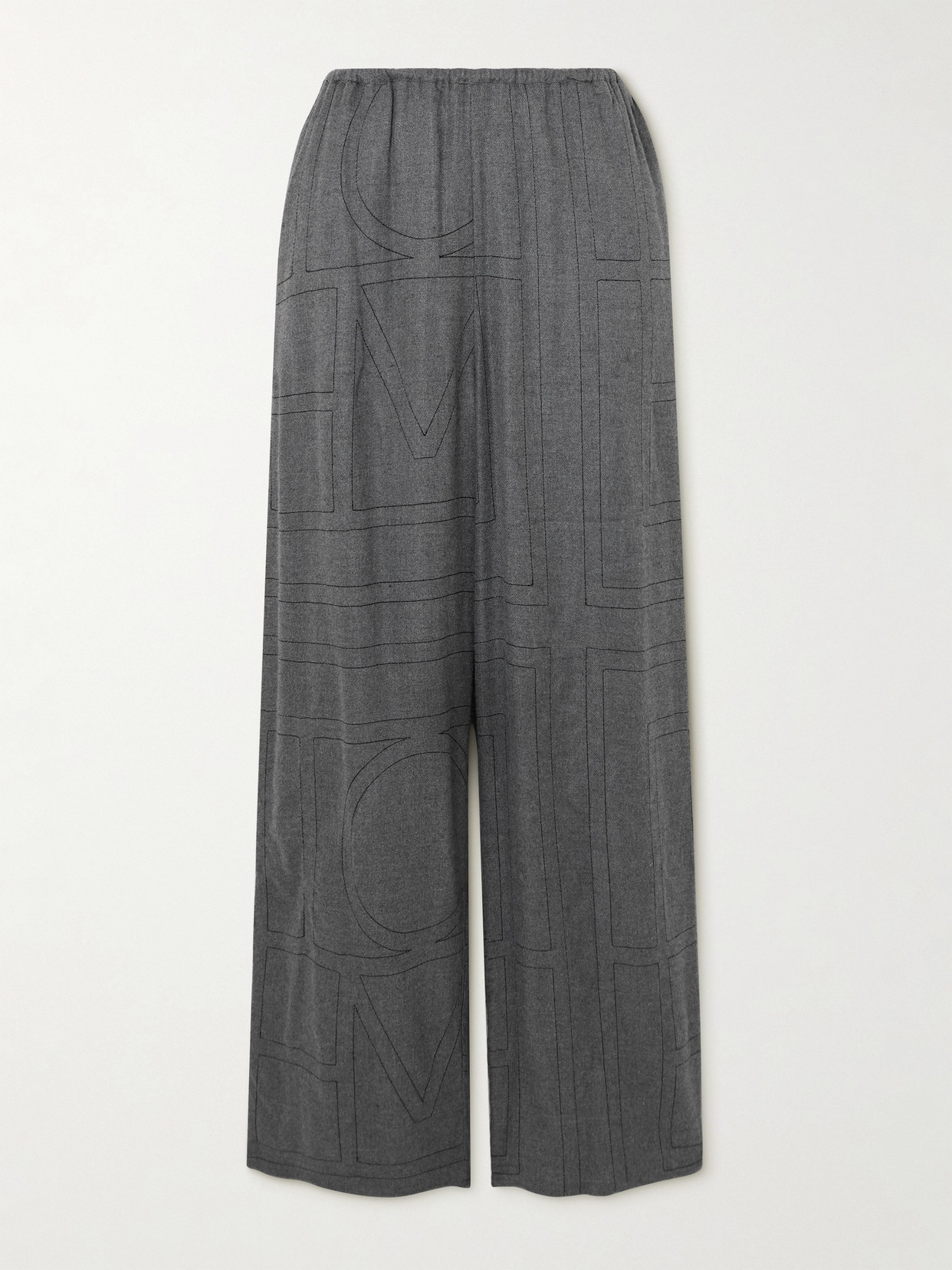 Totême Monogram Flannel Pj Bottoms In Gray
