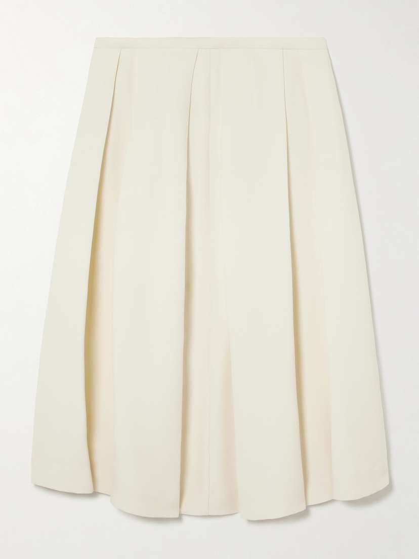 TOTEME Pleated Wool And Silk-blend Midi Skirt