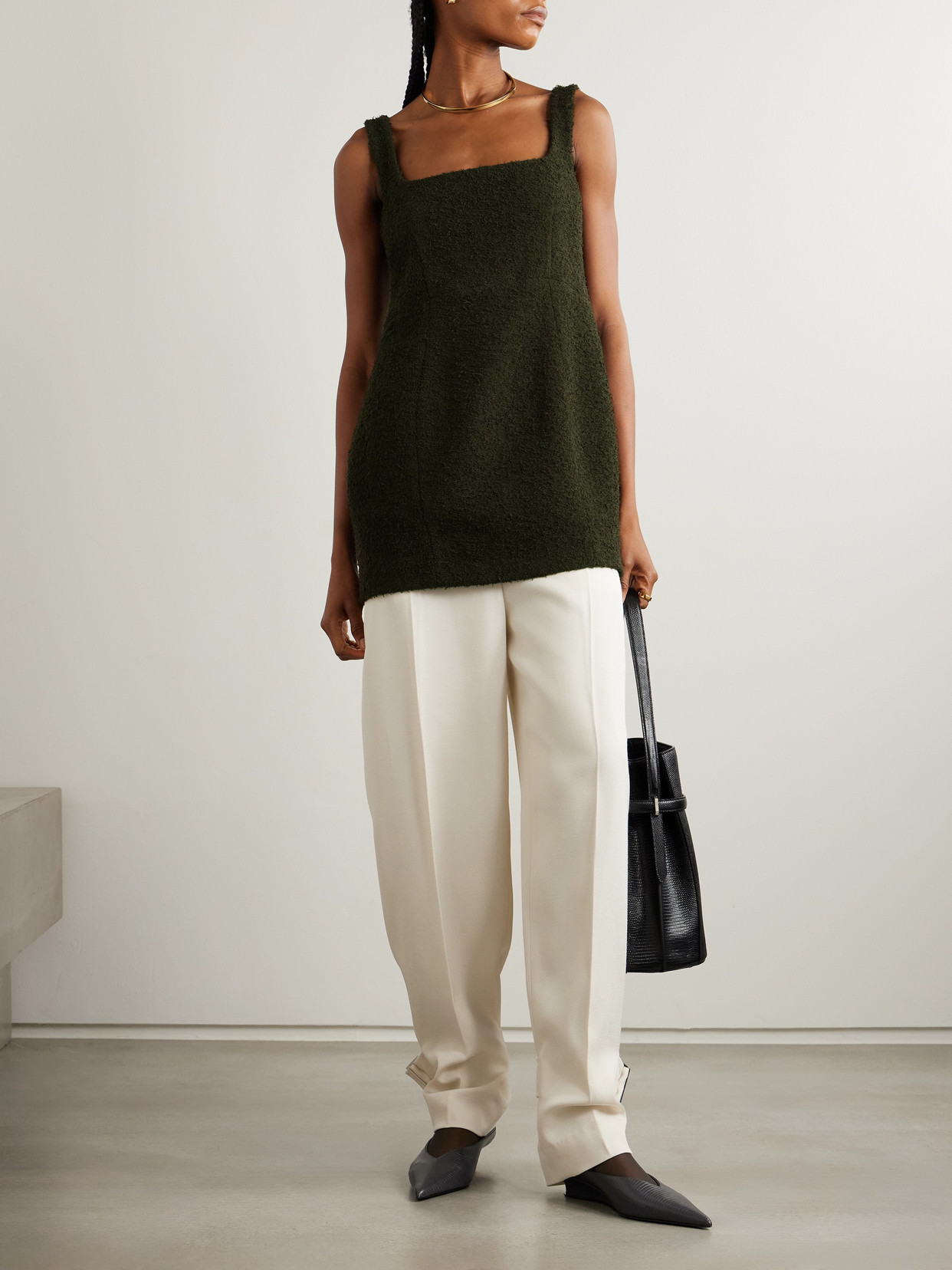 Wool-Blend Bouclé Top