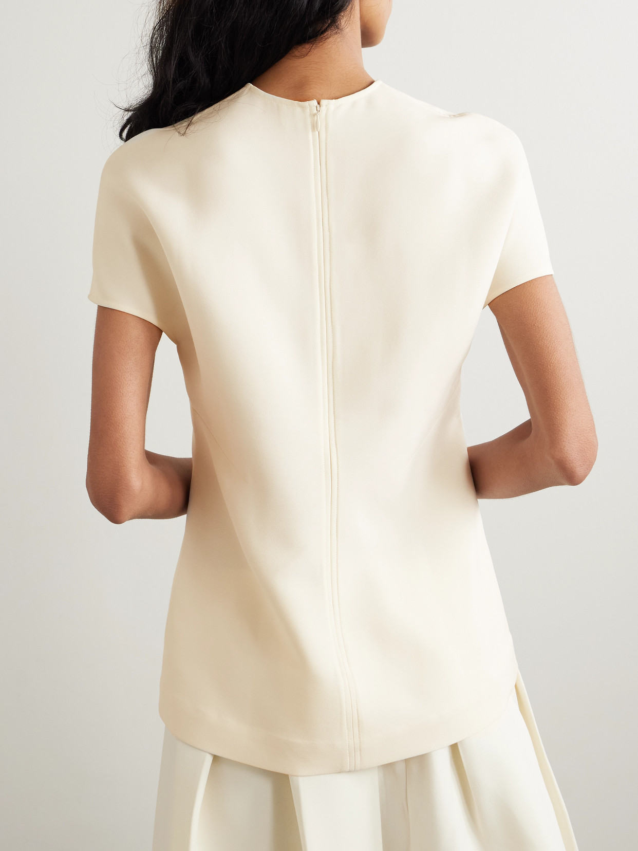 Totême Paneled Wool And Silk-blend Top In Cream