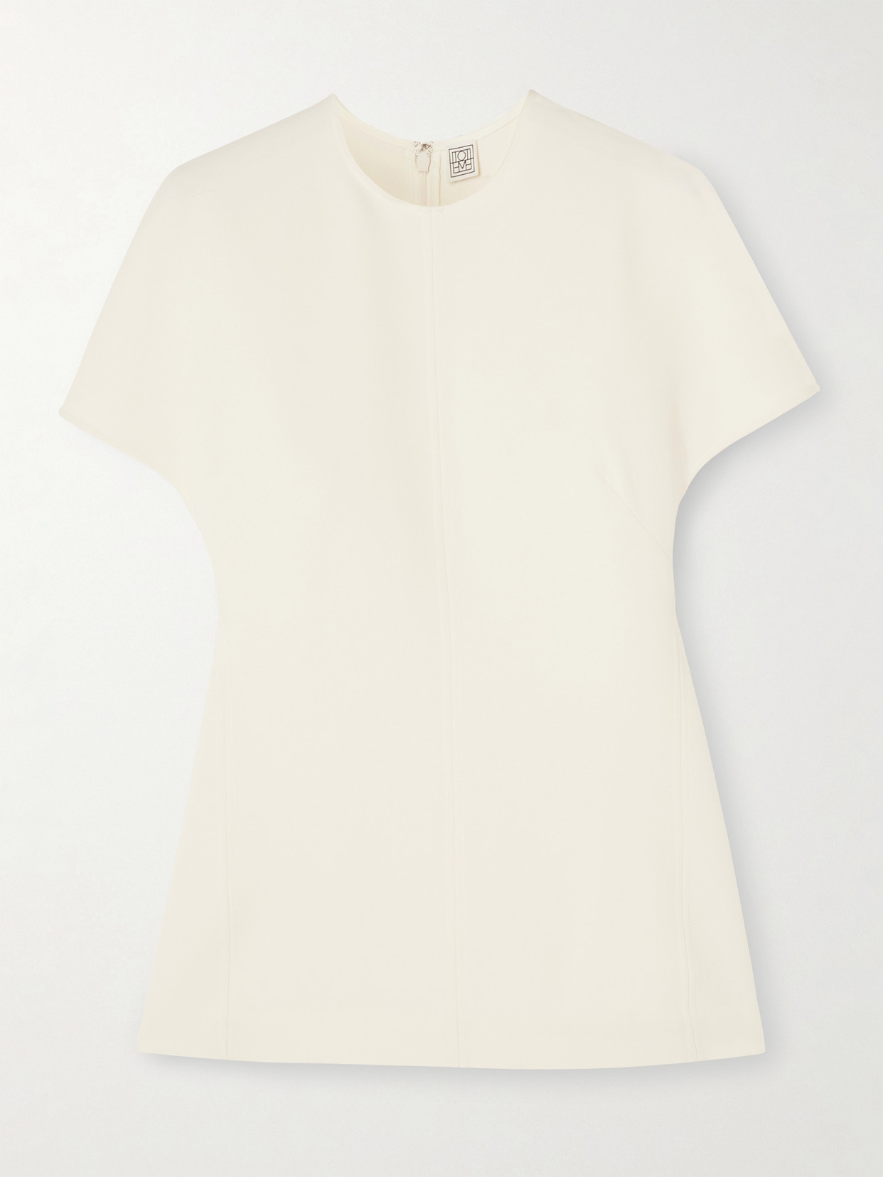 Totême Paneled Wool And Silk-blend Top In Cream