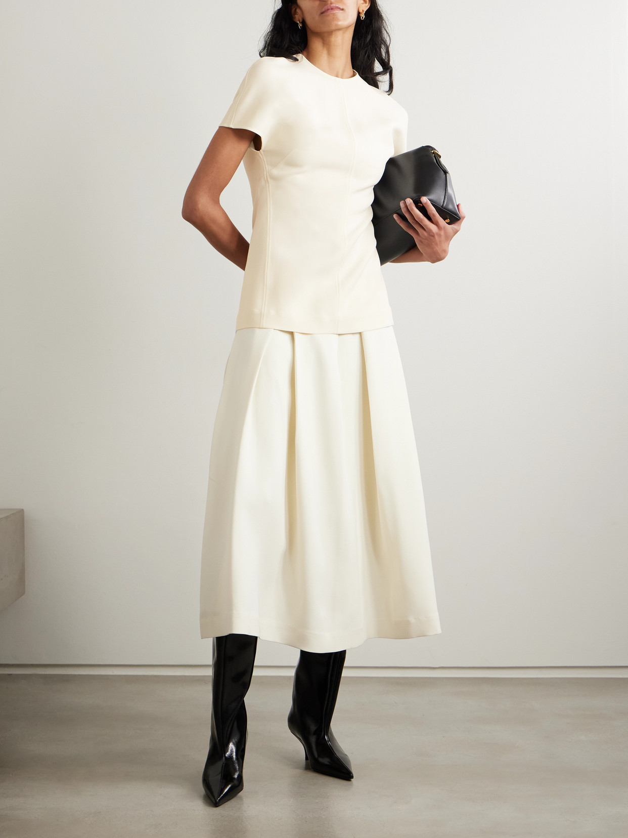 Totême Paneled Wool And Silk-blend Top In Cream