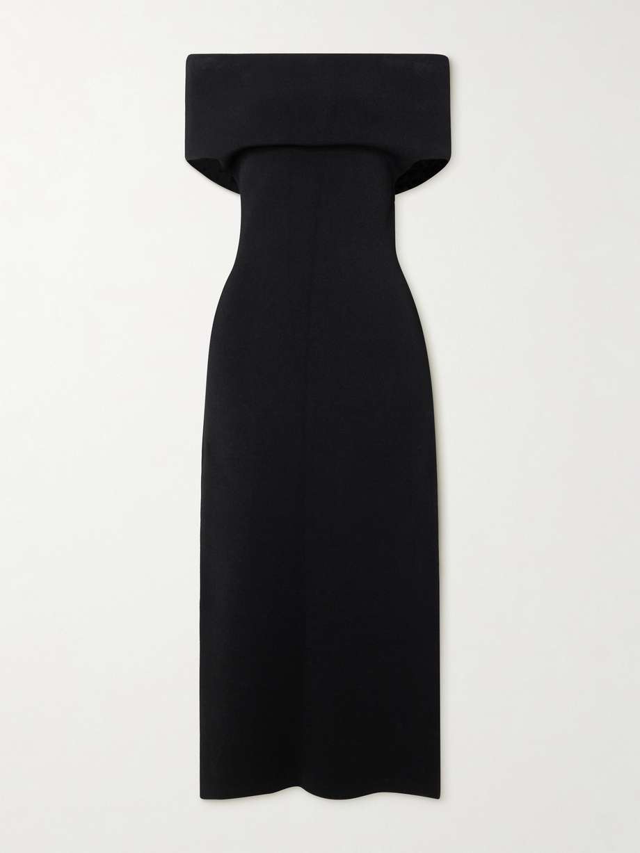off-the-shoulder jersey midi dress
