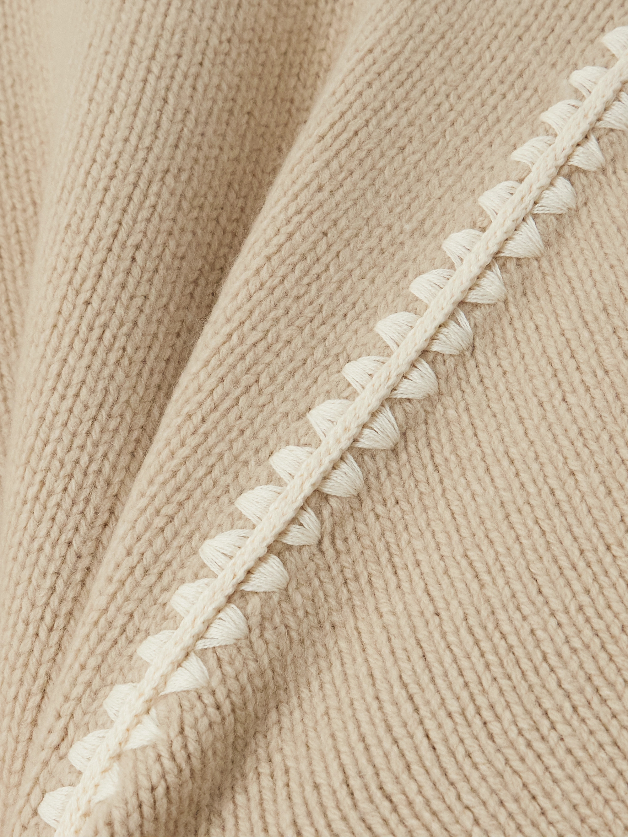 TOTEME Oversized embroidered wool and cashmere-blend sweater thumbnail