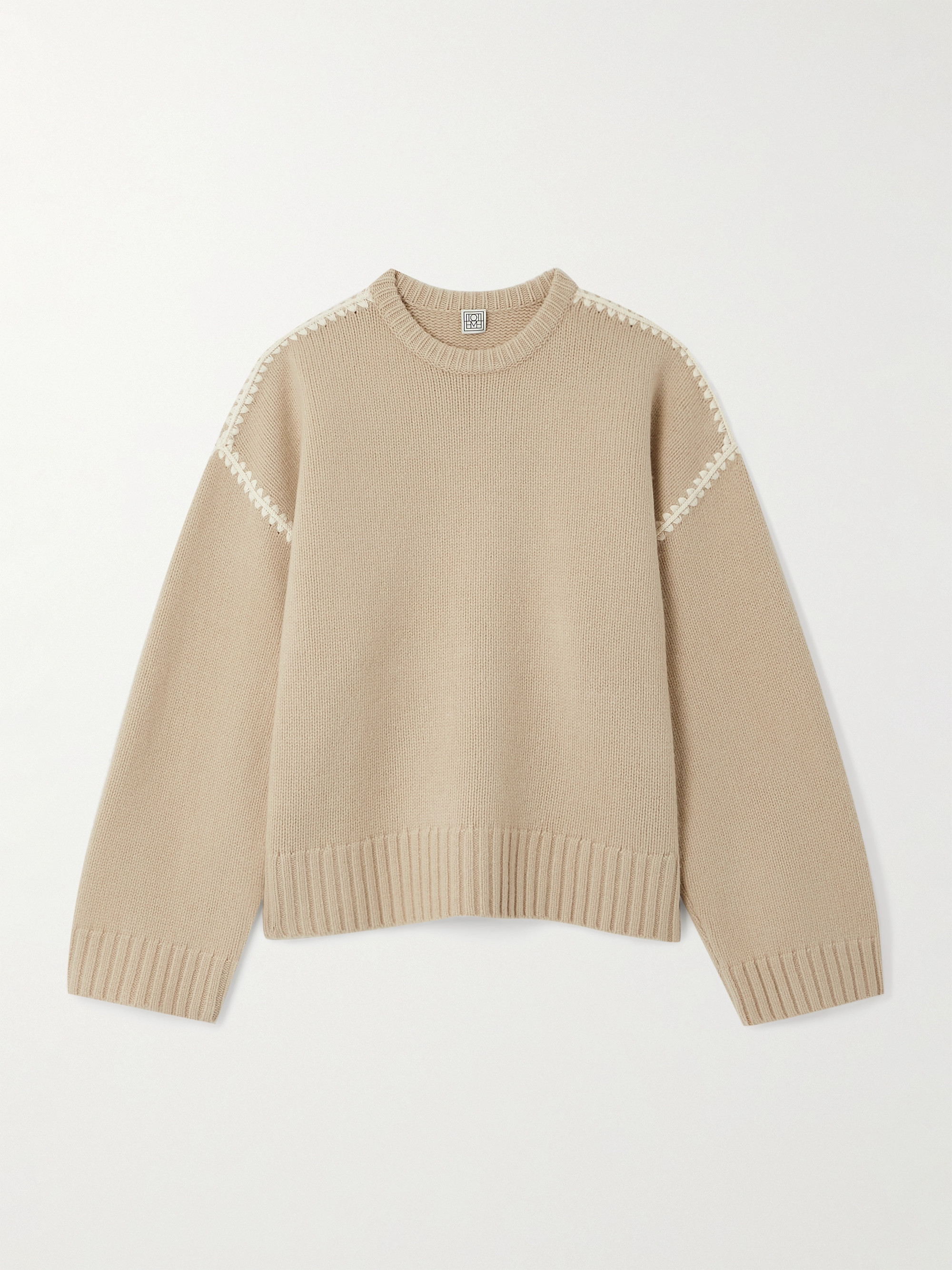 TOTEME Oversized embroidered wool and cashmere-blend sweater thumbnail