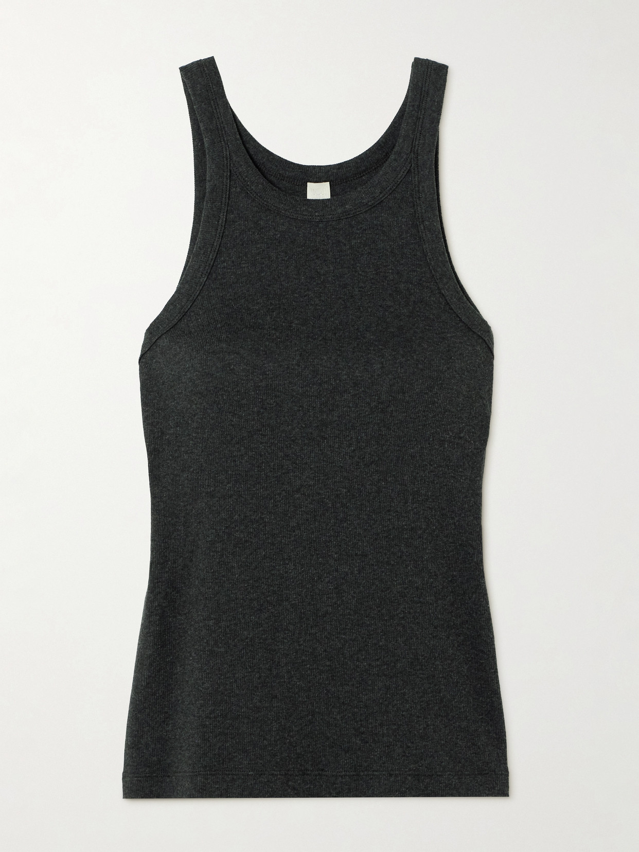 Totême Ribbed Organic Cotton-blend Jersey Tank In Gray