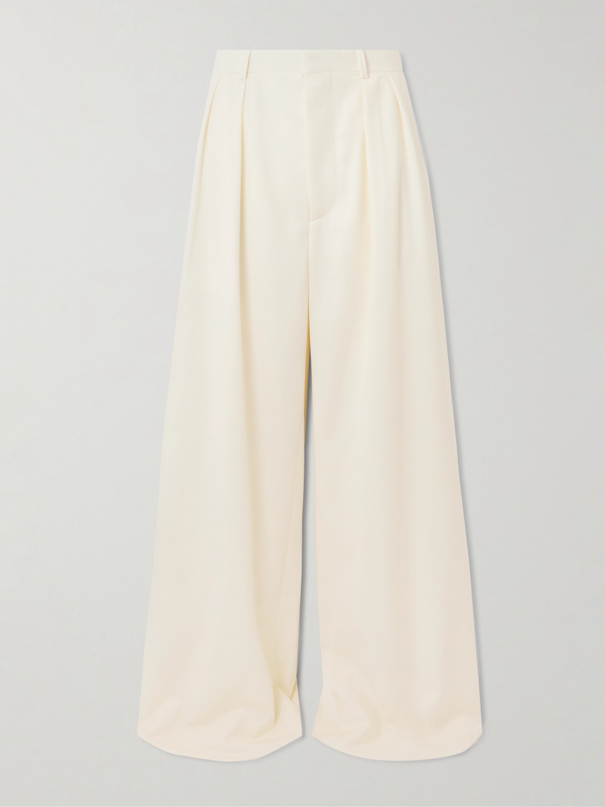 Wardrobe.nyc Pleated Wool-twill Wide-leg Pants In Off-white