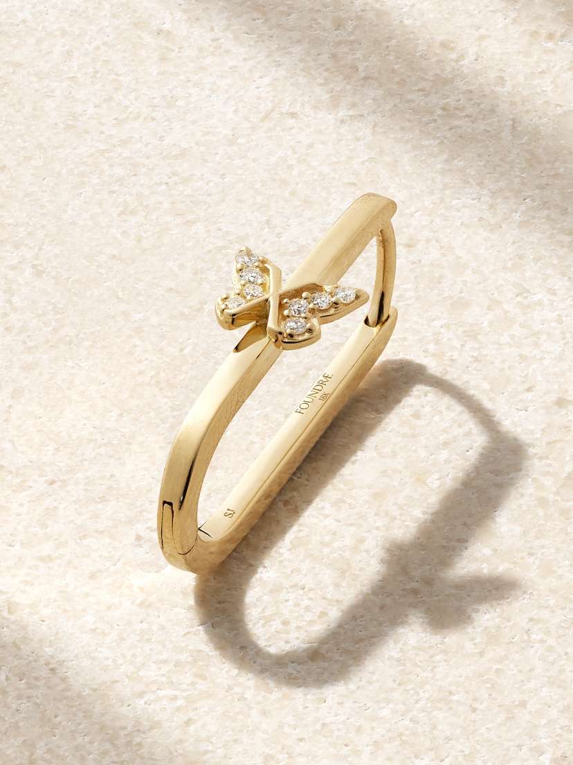 Foundrae Reverie Butterfly Small Fob 18-karat Gold Diamond Single Hoop Earring