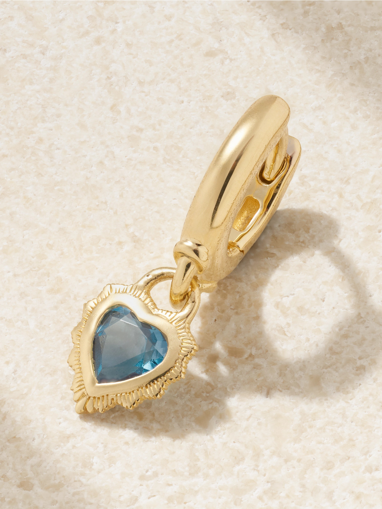 Foundrae True Love 18-karat Gold Topaz Single Hoop Earring