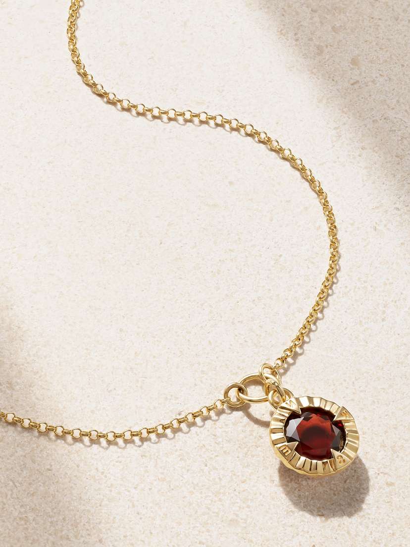 Foundrae Internal Compass Belcher Chain 18-karat Gold Garnet Necklace