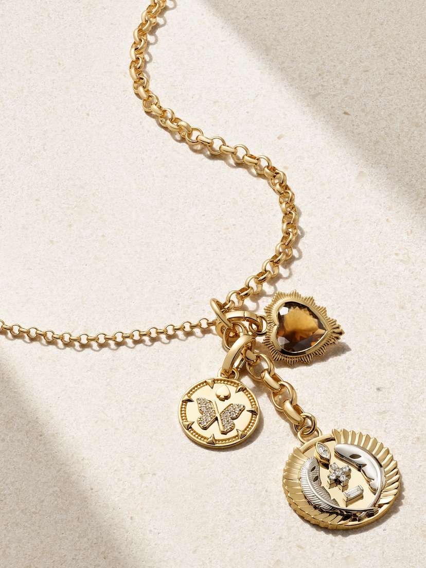 Foundrae Vivacity & Reverie 18-karat Gold, Diamond And Citrine Necklace