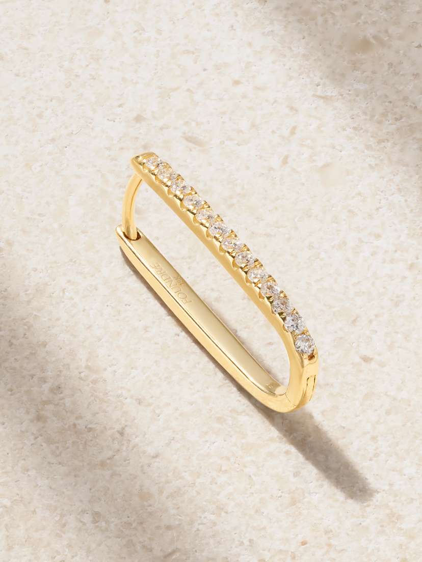 Foundrae Fob 18-karat Gold Diamond Single Hoop Earring