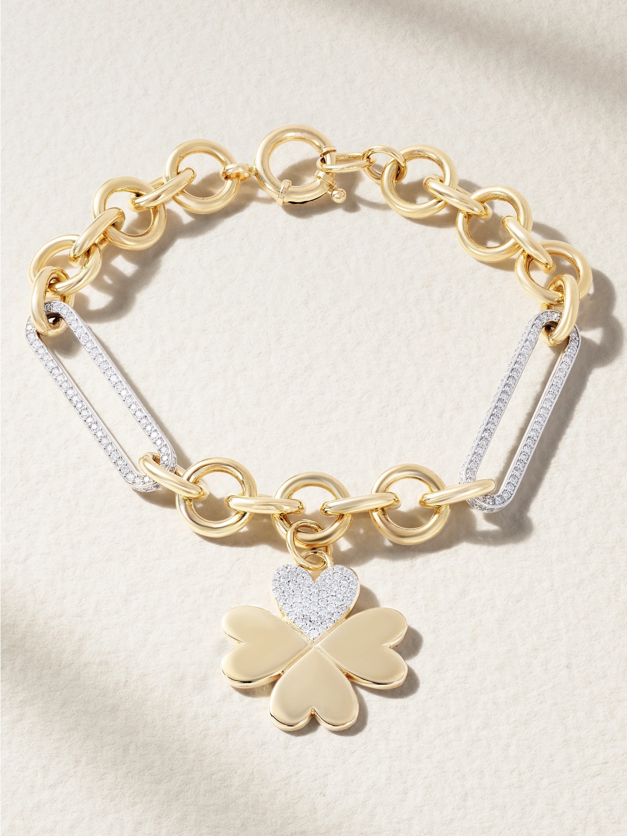 Foundrae Four Heart Clover 18-karat Gold Diamond Bracelet