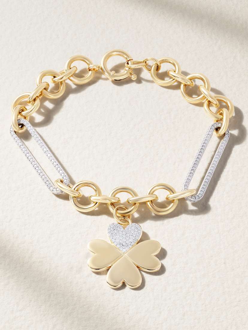 Foundrae Four Heart Clover 18-karat Gold Diamond Bracelet