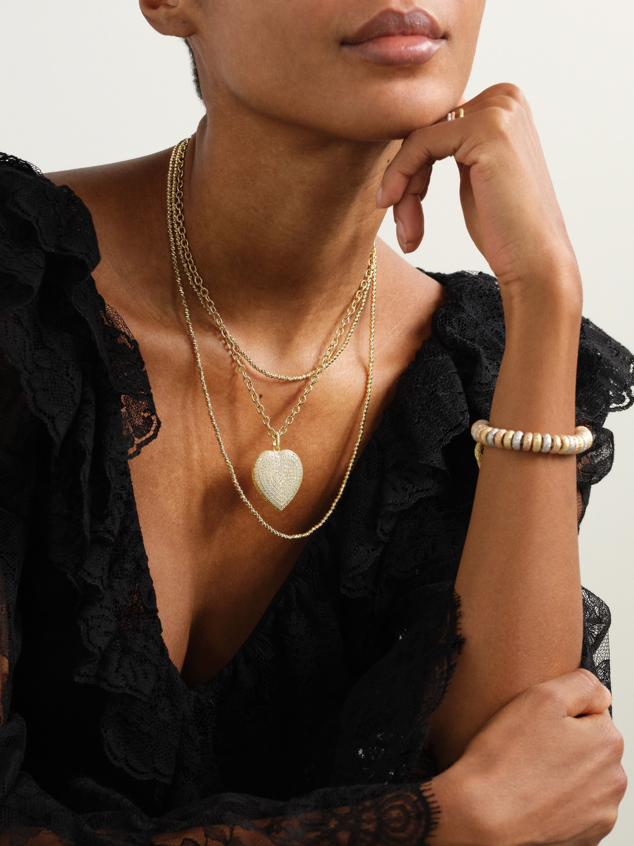 Shop Carolina Bucci Cuore Florentine 18-karat Gold Diamond Necklace