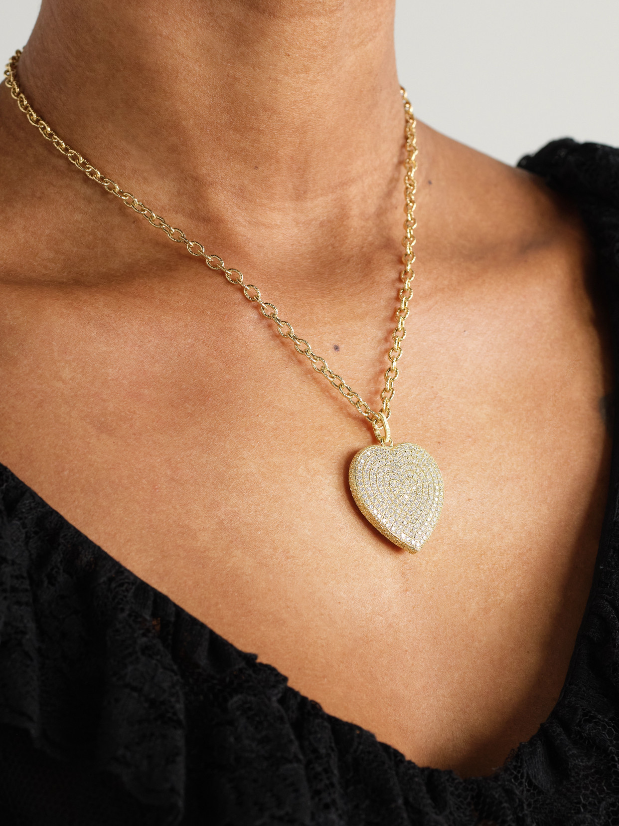 CAROLINA BUCCI CUORE FLORENTINE 18-KARAT GOLD DIAMOND NECKLACE 