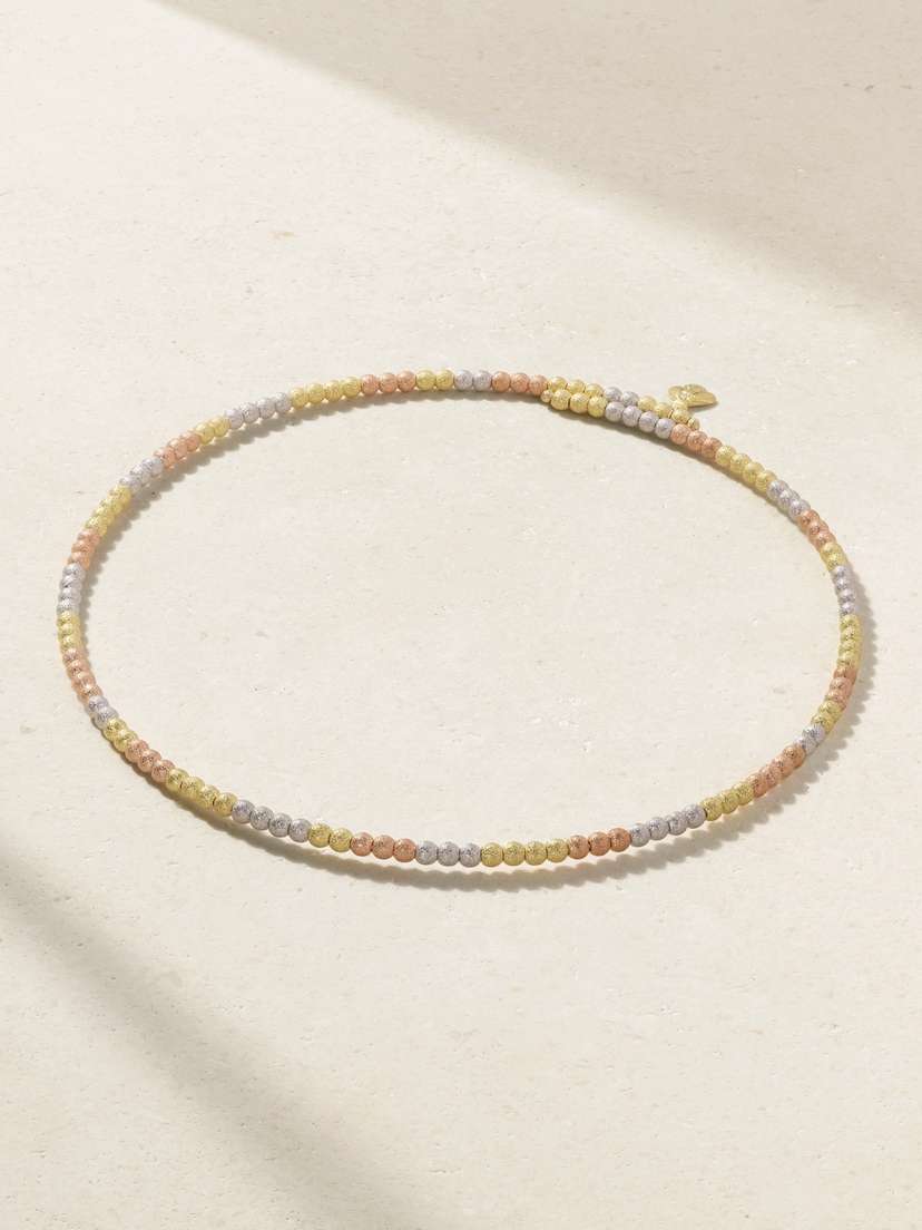 Carolina Bucci Florentine Open Beaded 18-karat Rose, White And Yellow Gold Necklace