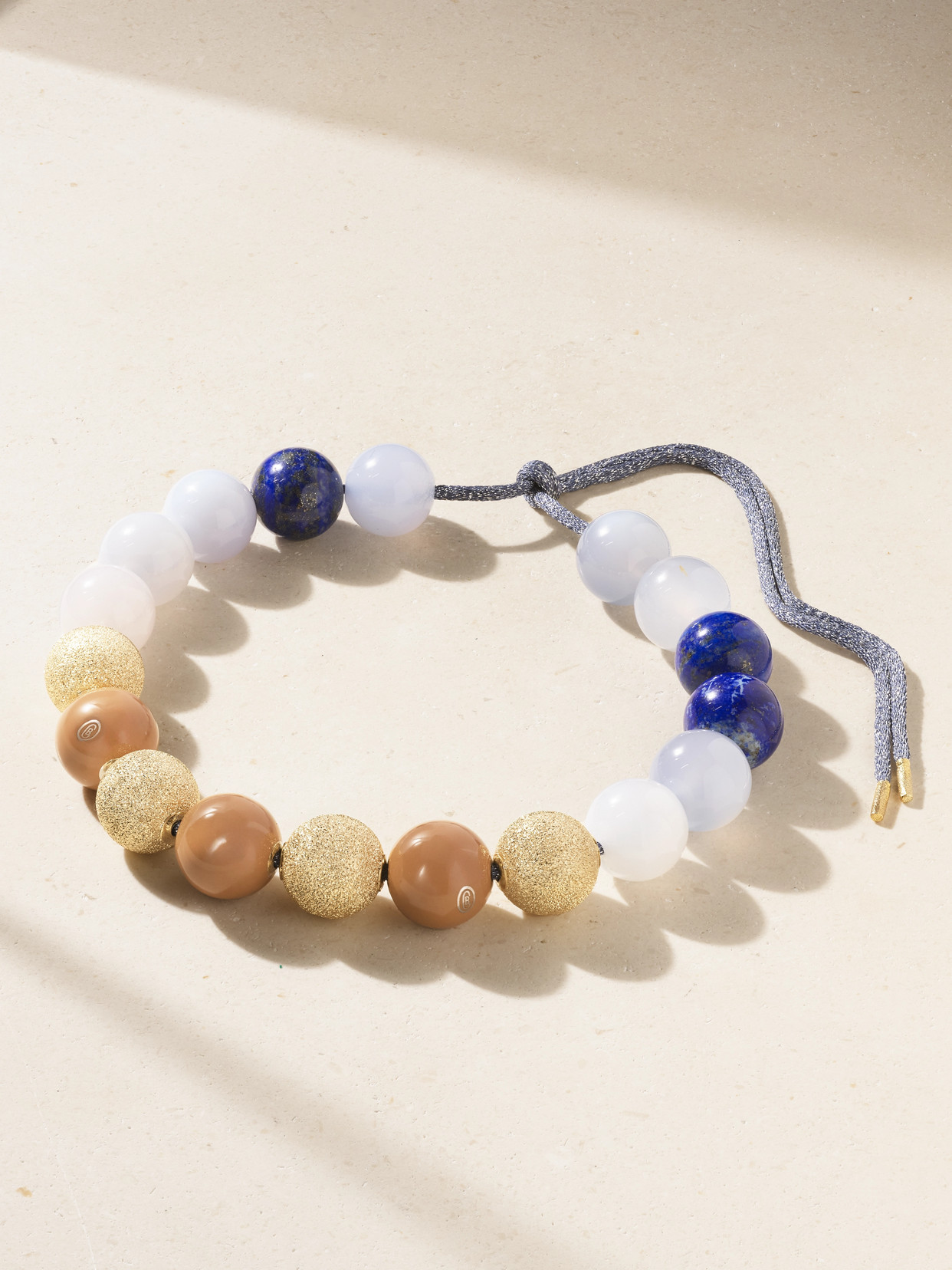 Carolina Bucci Greenwich Village Downtown 18-karat Gold, Enamel, Chalcedony, Lapis Lazuli And Lurex Necklace In Multi