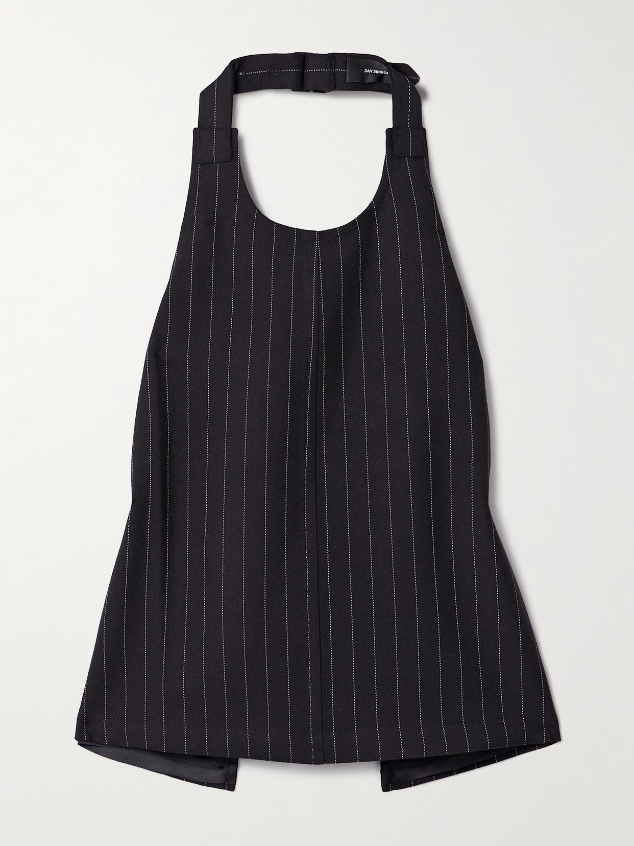 Wardrobe.nyc Open-back Pinstriped Wool-twill Halterneck Tank In Black