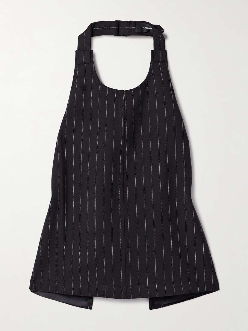 Wardrobe.NYC Open-back Pinstriped Wool-twill Halterneck Tank