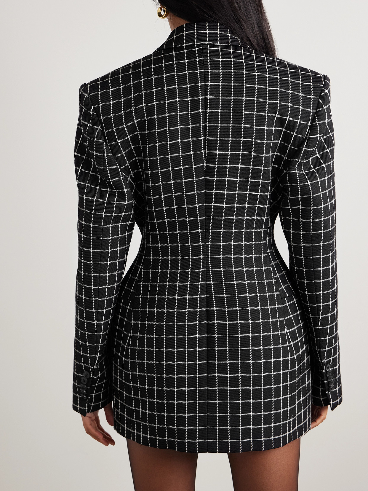WARDROBE.NYC DOUBLE-BREASTED CHECKED WOOL-TWILL BLAZER