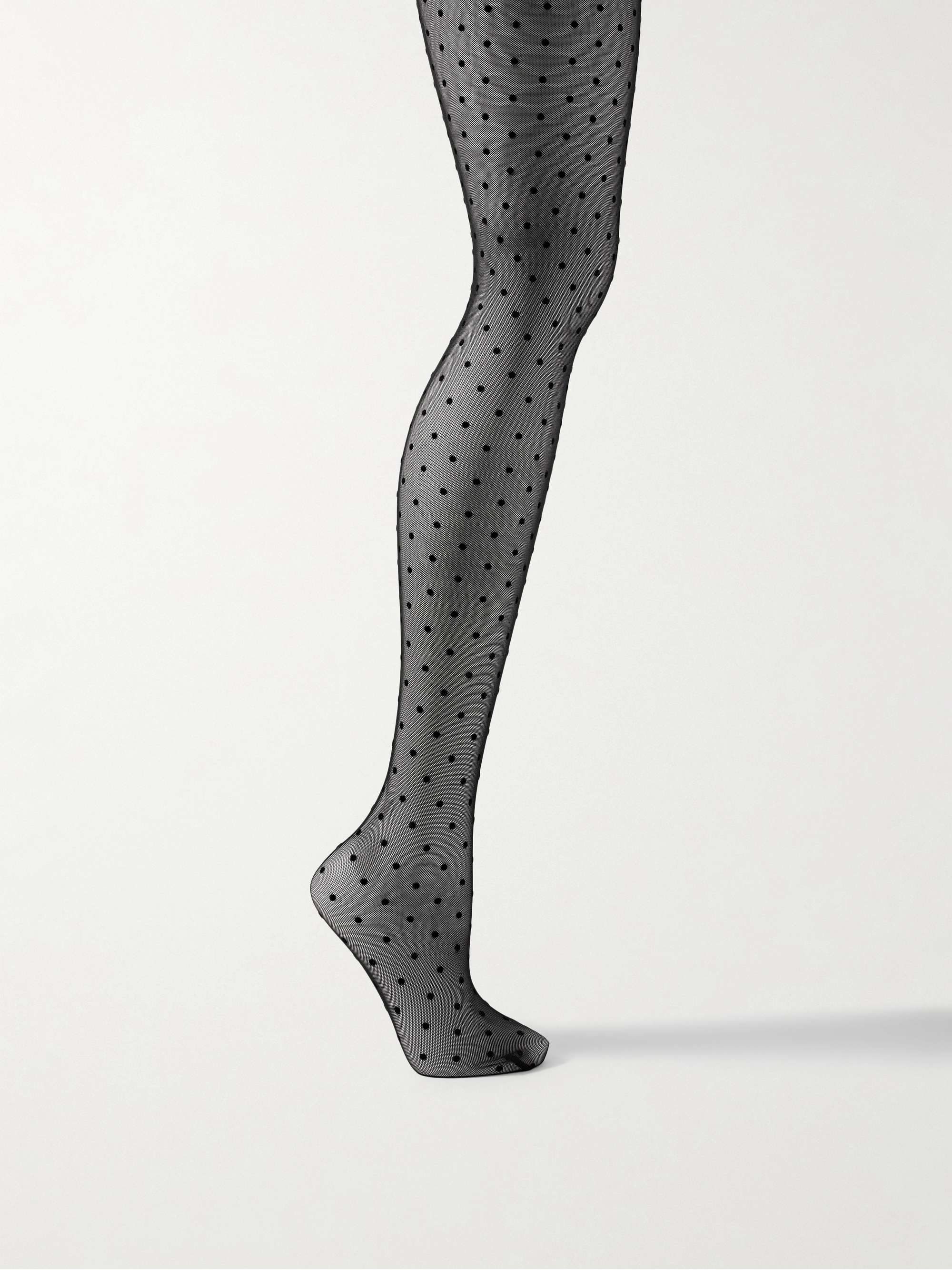 Black Flocked stretch tulle tights WARDROBE.NYC NET A PORTER