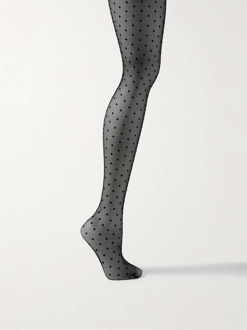 Wardrobe.NYC Flocked Stretch-tulle Tights